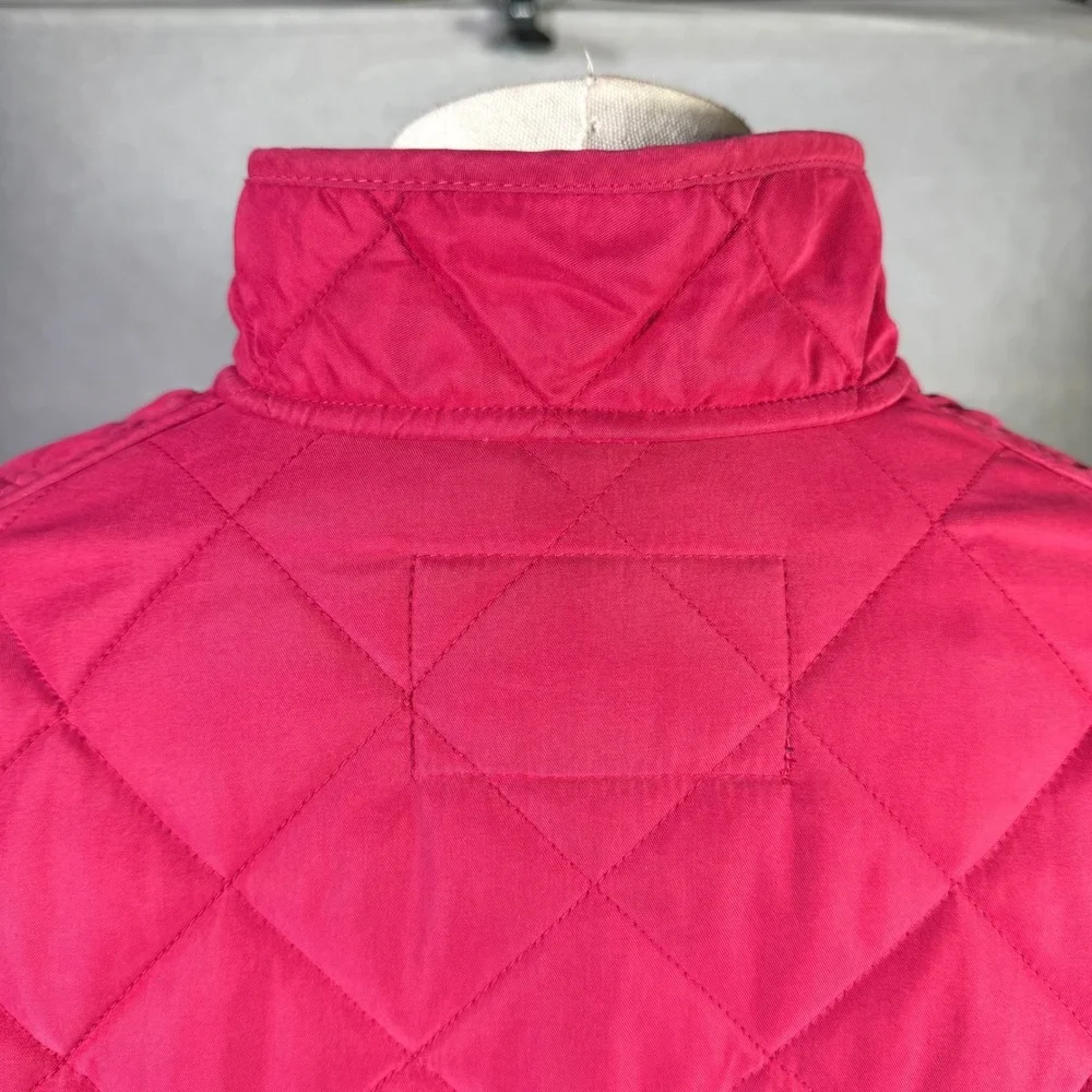 Van Heusen Quilted Jacket Pink Button Front Pockets Stand Collar Women Sz L - Picture 5 of 11